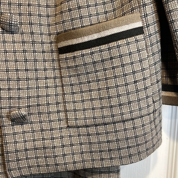 Vintage 1950s/1960s Women’s Battelstein’s Tan Checkered Wool Knit Suit Set - Picture 8 of 10